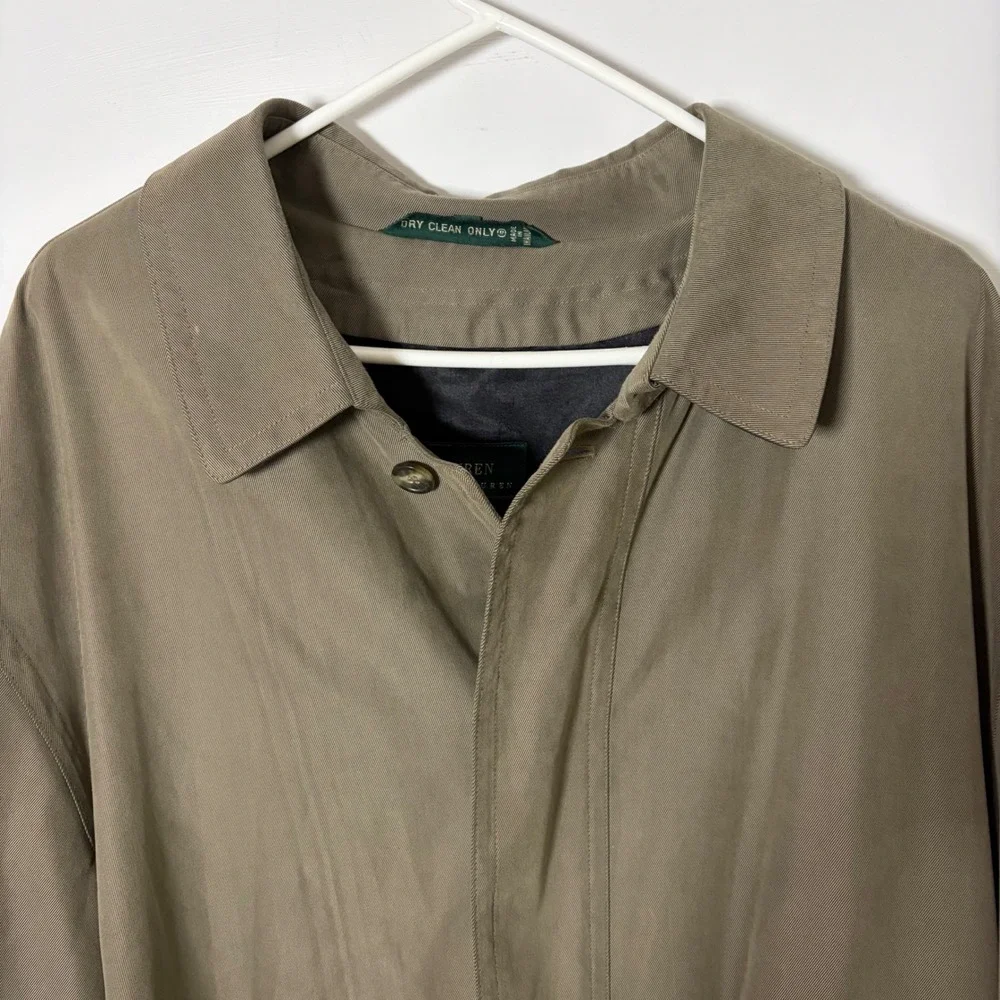 Ralph Lauren Trench Coat Men 48R XL Tan Taupe Overcoat‎ Zip Out Liner Heritage